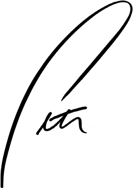 A handwritten first name signature that reads "Peter."